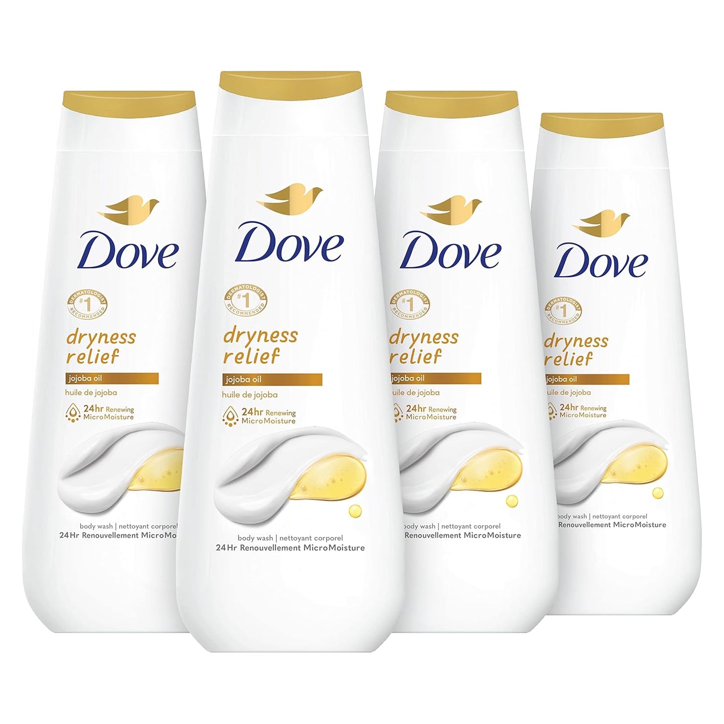 Dove Body Wash 4 Count for 24hr Lotion-Soft Skin Uplift Sakura Blossom and Yuzu Moisturizing Skin Cleanser with No Sulfates No Parabens