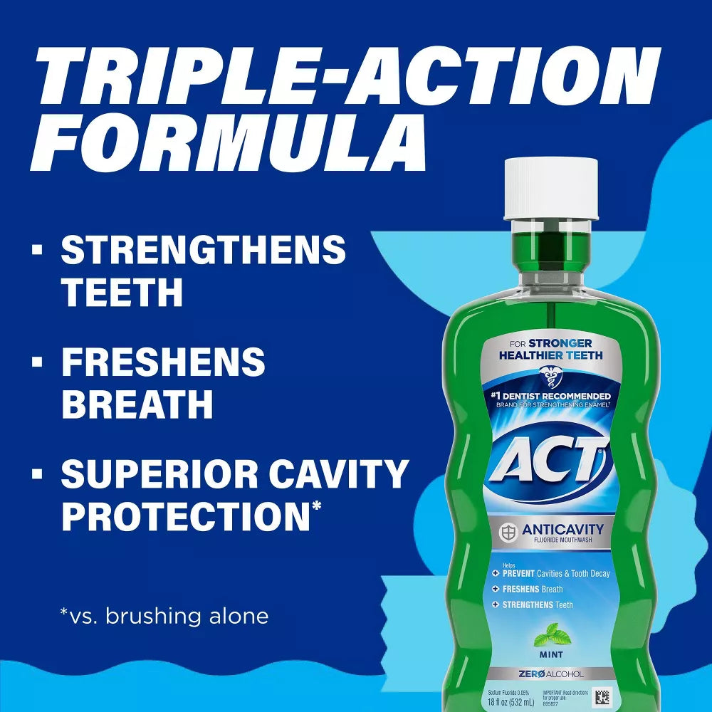 ACT Mint Fluoride Rinse Mouthwash - 18 fl oz
