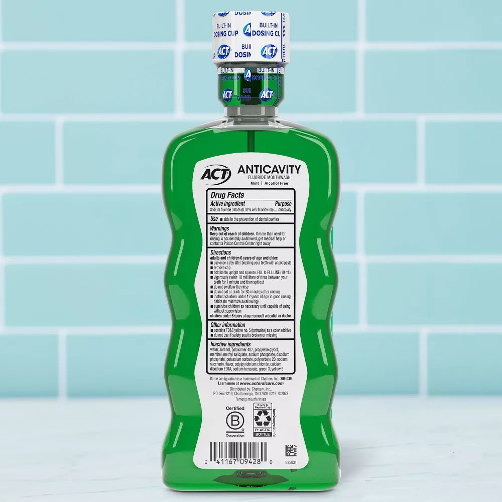 ACT Mint Fluoride Rinse Mouthwash - 18 fl oz